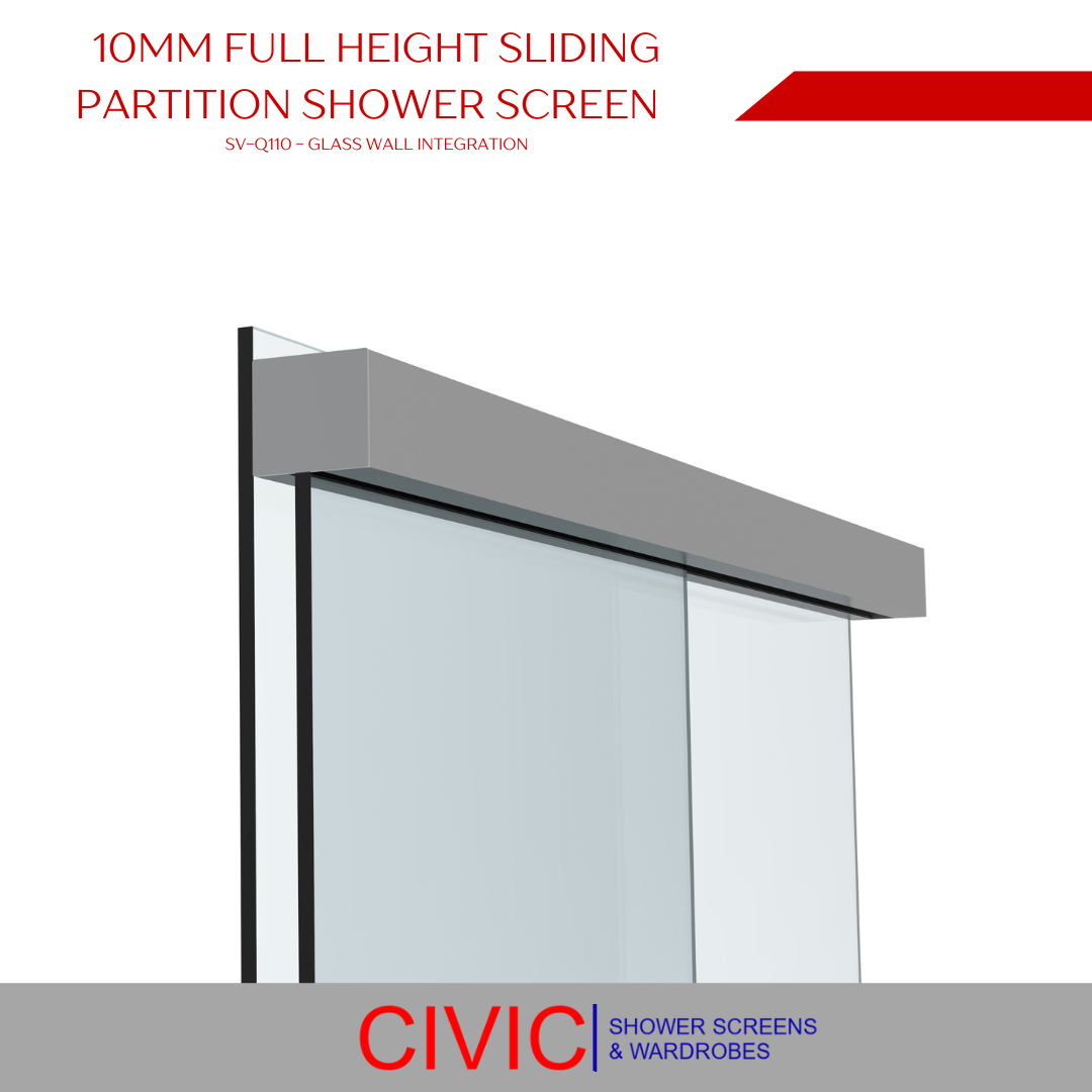 10mm Full Height Sliding Partition ShowerScreen Glass Wall Intergration