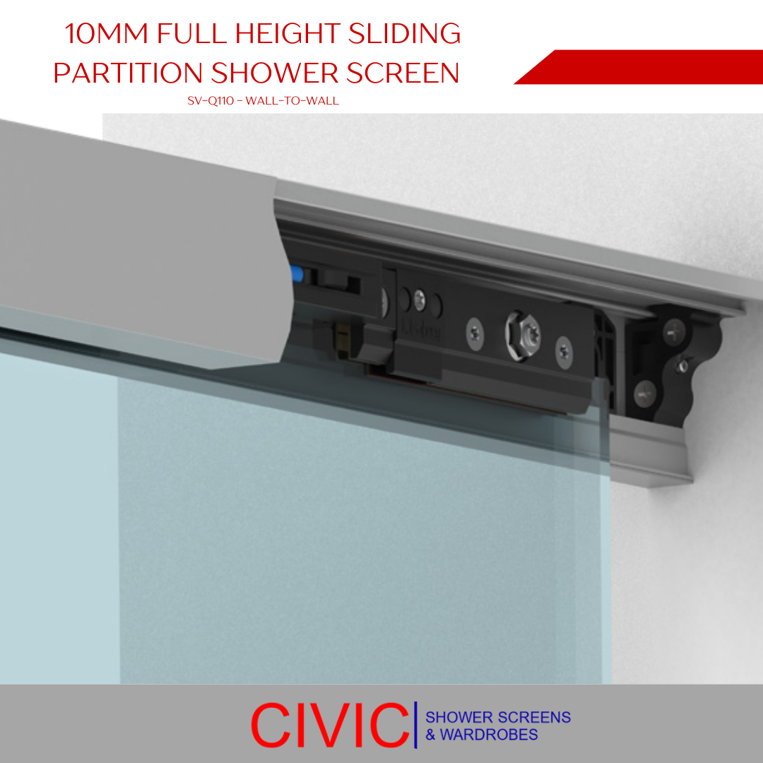 10mm Full Height Sliding Partition ShowerScreen