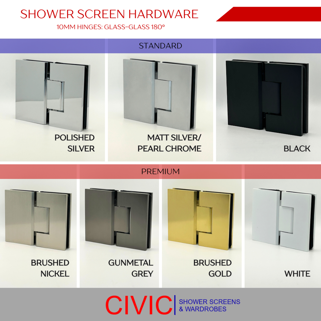 Shower Screen 10mm Hardware Hinges