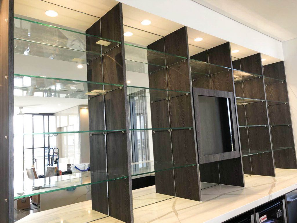 Black Wenge Wardrobe with glass shelves