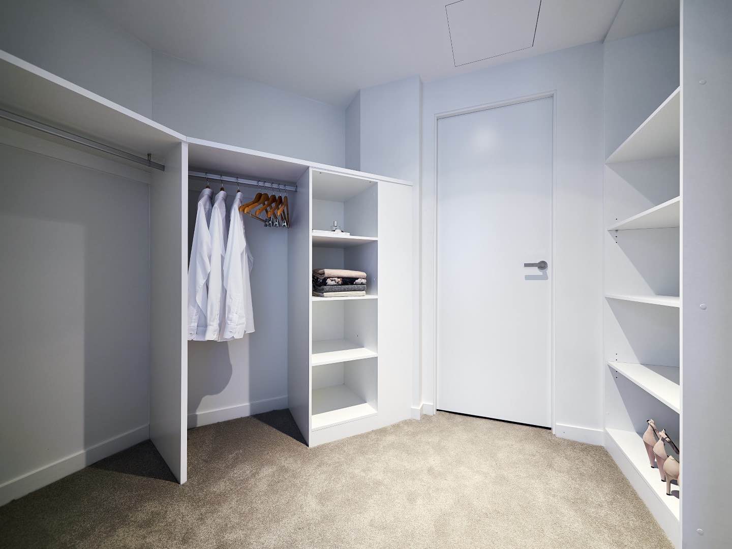 White Wardrobe Shelving with Internals Installed with Hanging Rail And Shelves